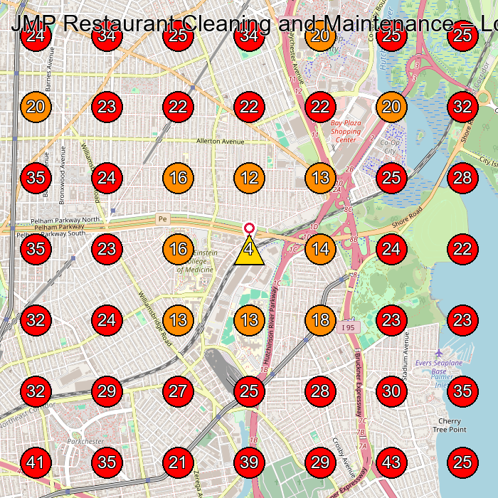 JMP Restaurant Cleaning and Maintenance GeoGrid visibility map for Commercial Cleaning Service in Bronx